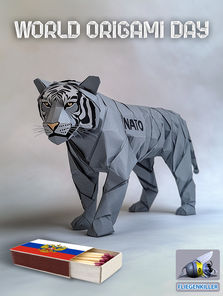 politischer Poster von Czeslaw Gorski - world origami day